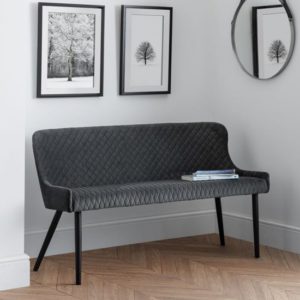 Lakia High Back Velvet Upholstered Dining Bench In Grey