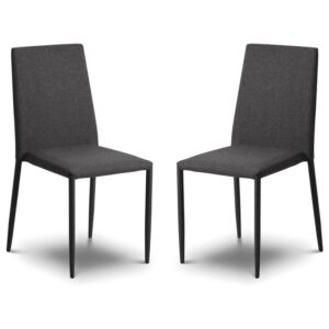 Jarrell Grey Fabric Dining Chairs In Pair