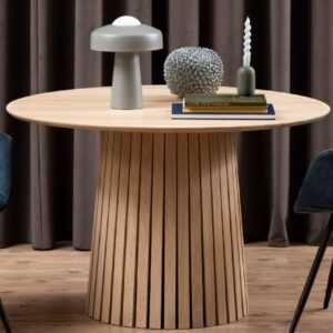 Cadott Wooden Dining Table Round In White Oak