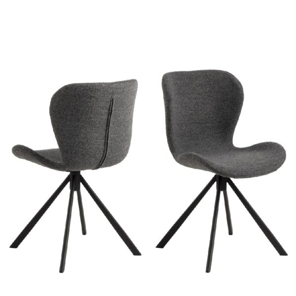 Bangor Grey Fabric Dining Chairs With Black Legs In Pair