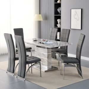 Parini Large Extending Magnesia Dining Table 6 Ravenna Grey Chairs