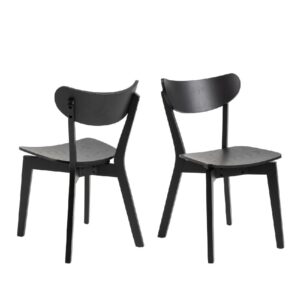 Riga Black Wooden Dining Chairs In Pair