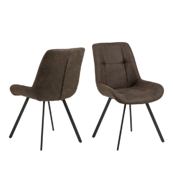 Walker Anthracite Fabric Dining Chairs With Black Legs In Pair