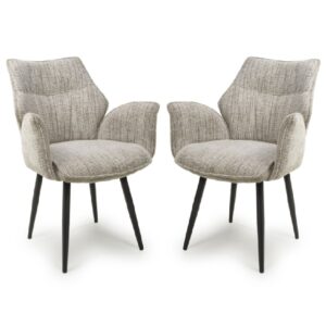 Banff Toffee Fabric Dining Chairs With Black Legs In Pair