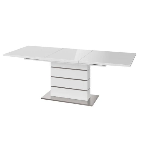 Macon High Gloss Butterfly Extending Dining Table In White