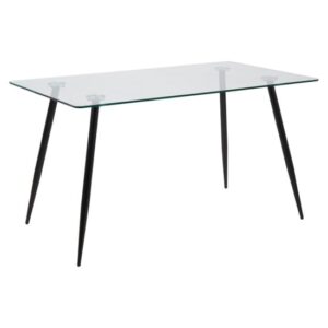 Woodburn Glass Dining Table Rectangular With Black Metal Legs