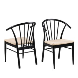 Canby Black And Oak Wooden Dining Chairs With Armrest In Pair