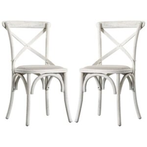 Caria Cross Back Natural Wooden Dining Chairs In A Pair