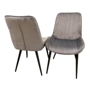 Danville Iron Velvet Dining Chairs In Pair