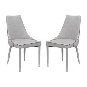 Divina Grey Fabric Upholstered Dining Chairs In Pair