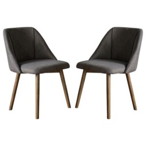 Elliata Slate Grey Fabric Dining Chairs In A Pair