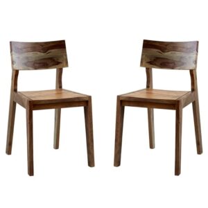 Reverso Two Tone Oak Wooden Dining Chairs In Pair