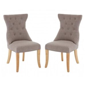 Trento Upholstered Mink Fabric Dining Chairs In A Pair