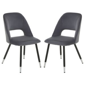 Warns Grey Velvet Dining Chairs With Silver Foottips In A Pair