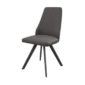 Azido Leather Dining Chair With Black Legs In Dark Grey