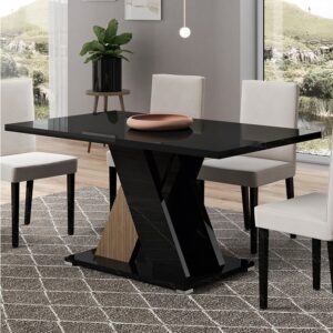 Enna High Gloss Dining Table Rectangular In Black