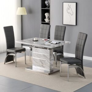 Parini Small Extending Magnesia Dining Table 4 Ravenna Grey Chairs