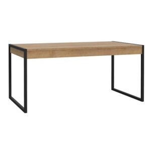 Harbor Wooden Dining Table Rectangular In Matt Black And Oak