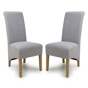 Kyoto Green Fabric Dining Chairs With Oak Legs In Pair