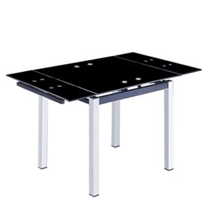 Sarah Extending Black Glass Dining Table With Chrome Legs