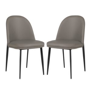 Vacaville Grey Faux Leather Dining Chairs In Pair