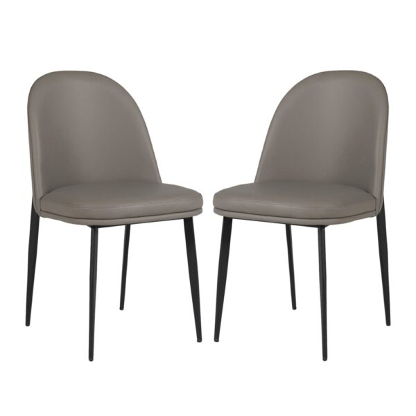 Vacaville Grey Faux Leather Dining Chairs In Pair